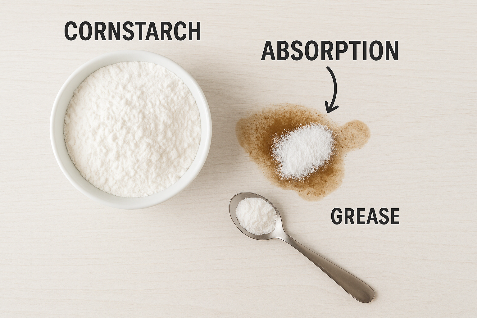Cornstarch for grease absorption